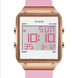 Pink and Rose Gold-Tone Digital Watch